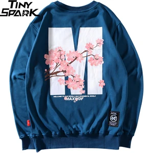 Толстовка с капюшоном в стиле Харадзюку, толстовка в стиле хип-хоп с японской Сакурой, свободный осенний свитер