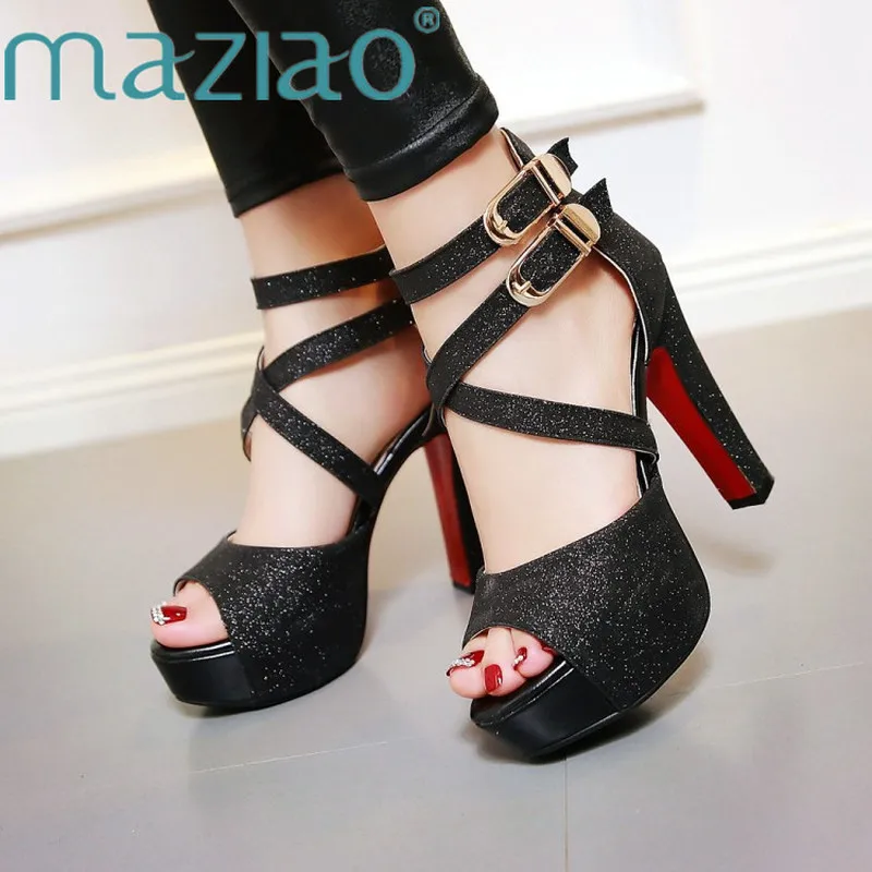 MAZIAO2019/женские босоножки на высоком каблуке и платформе модные модельные туфли с