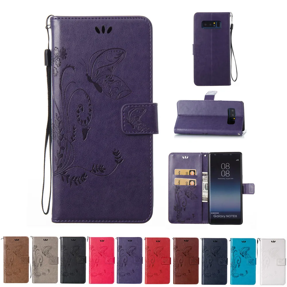 Для SAMSUNG J7 A9 A7 NOTE8 с рисунком бабочки откидной Чехол и кошелек подставкой для S9 PLUS