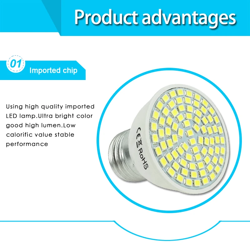 Светодиодная лампа E27 E14 MR16 GU10 10 шт. 220В 240 в 220 В 48 60 80 светодиодов 2835SMD