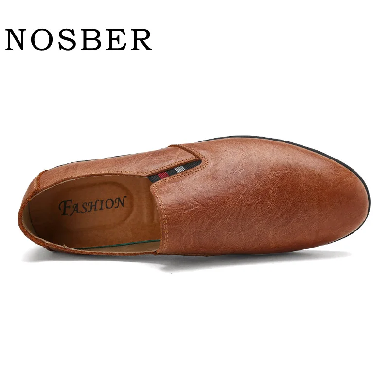 NOSBER из 2018 натуральной кожи мужские мокасины мягкие удобные Для мужчин