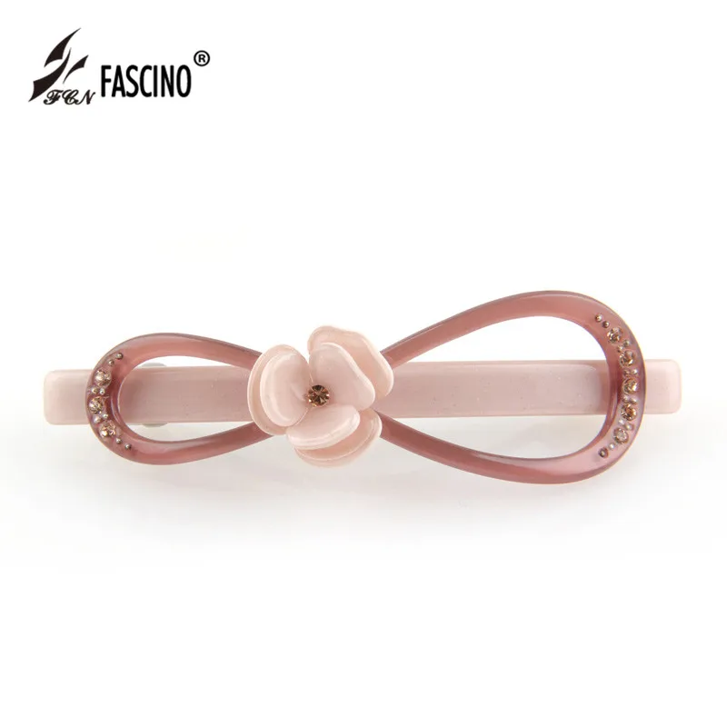 Korean High Quality Fashion Crystal Bow Barrettes Flower Hair Accessories Acetate Clips Headdress For Female Jewelry (BG810084) | Украшения