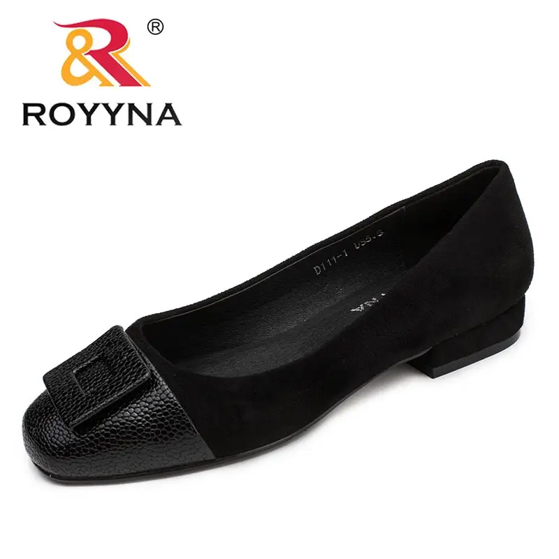 BLACK ROYYNA/Новое поступление; классические женские туфли-лодочки; женские модельные туфли с квадратным носком; Женская удобная обувь для отдыха из флока; - Цвет: BLACK