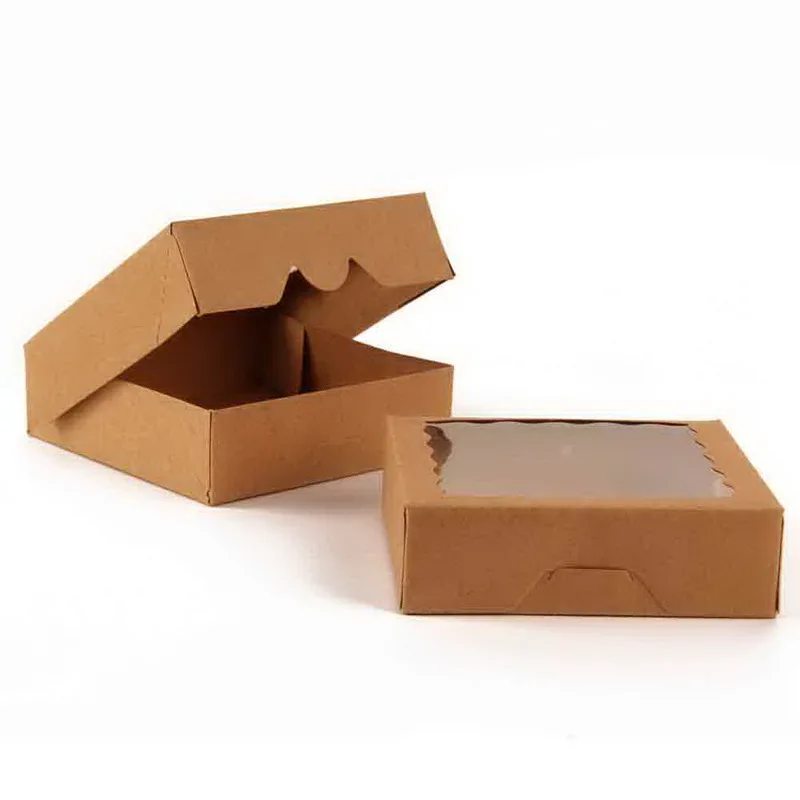 10*10*3 см Новое крафт бумаги коробка для печенья с ПВХ окна торт пирог коробки