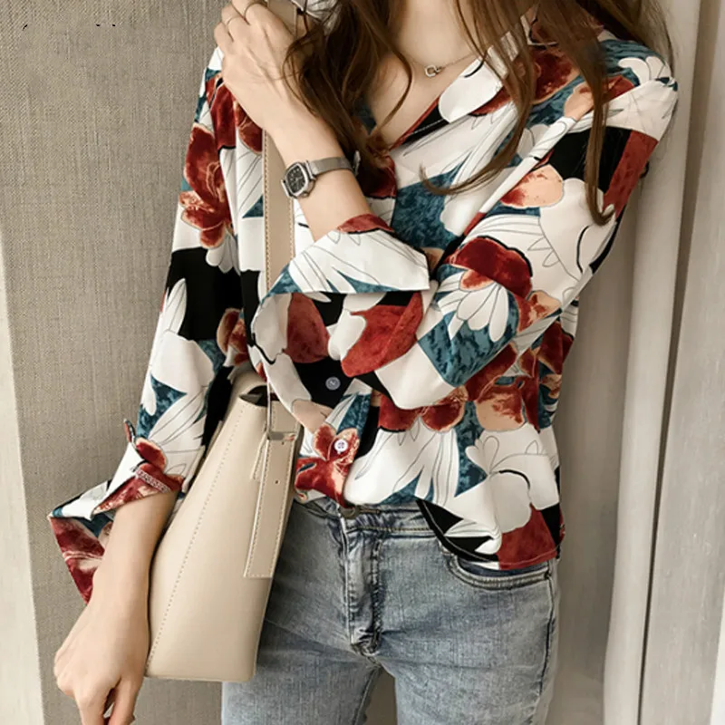2020 летняя одежда новая Корейская стильная шикарная рубашка с принтом женская