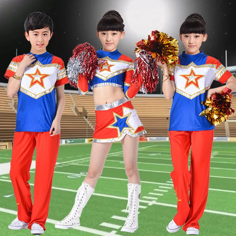 Костюм Чирлидера с коротким рукавом и голубым балом детское танцевальное платье