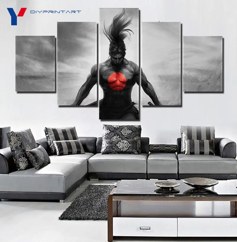 

Game Poster LoL Japan Samurai 5 Pieces Canvas Printed Painting Home Decoration Livingroom Wall Paintings A0059