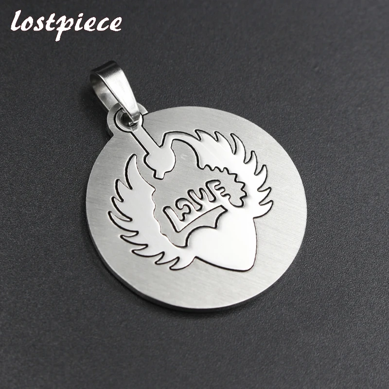 Lostpiece 2018 Новый Серебряный Цвет Нержавеющая сталь крыла ангела кулон сердце