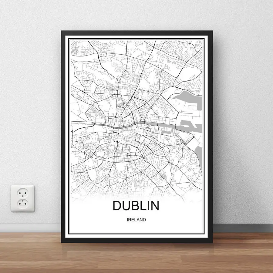 DUBLIN Исландская Рейкьявик картина маслом карта мира изображение с абстрактным принтом современный город плакат холст с покрытием бумага кафе декор гостиной - Цвет: DUBLIN