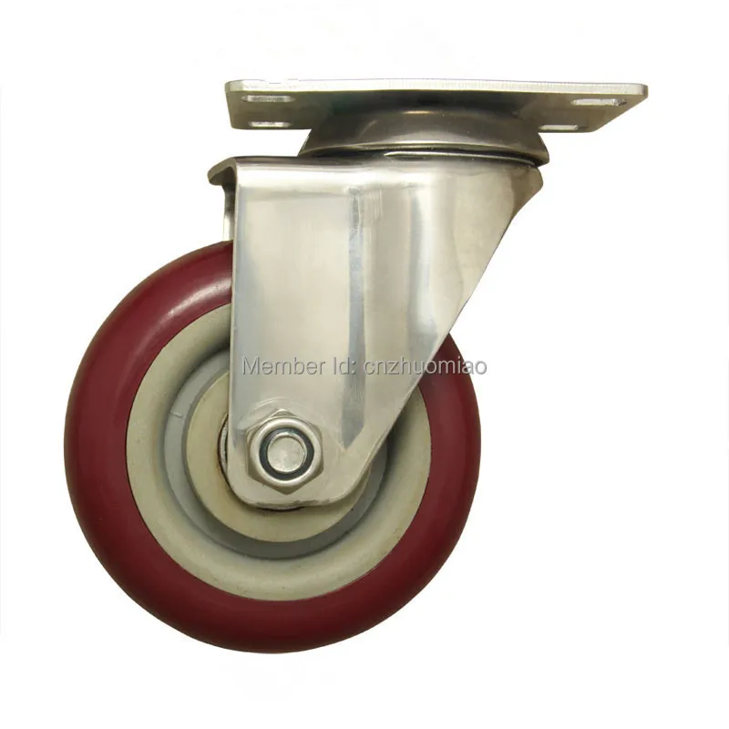 

4 PCS 3 Inch Medium Casters 304 Stainless Steel PVC Industrial Caster