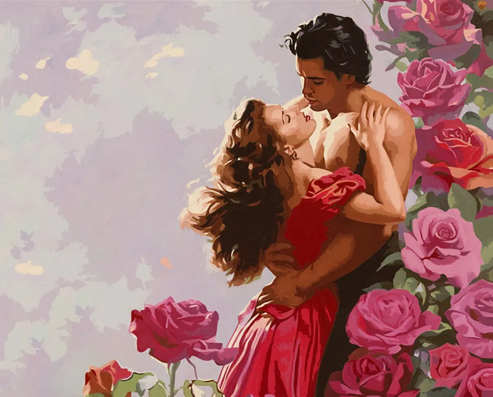 Декор для комнаты милая любовь к поцелуям картина маслом фотографии по номерам