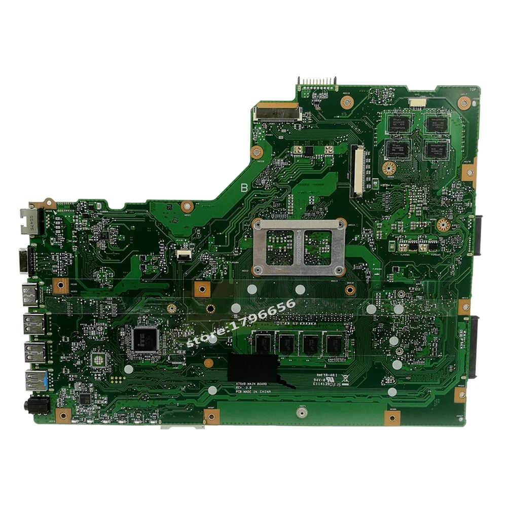 X75VC материнская плата для ноутбука For Asus X75VB X75VD X75V F75V тест оригинальная 4G RAM I5 CPU
