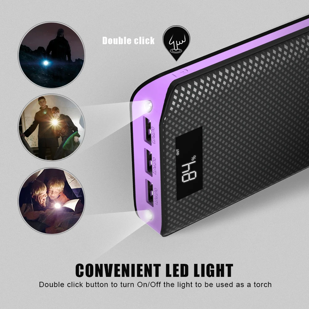 Внешний аккумулятор 20000 мАч 3 USB внешний для iPhone 6 6s 7 8 10 iPad samsung Xioami huawei sony LG htc