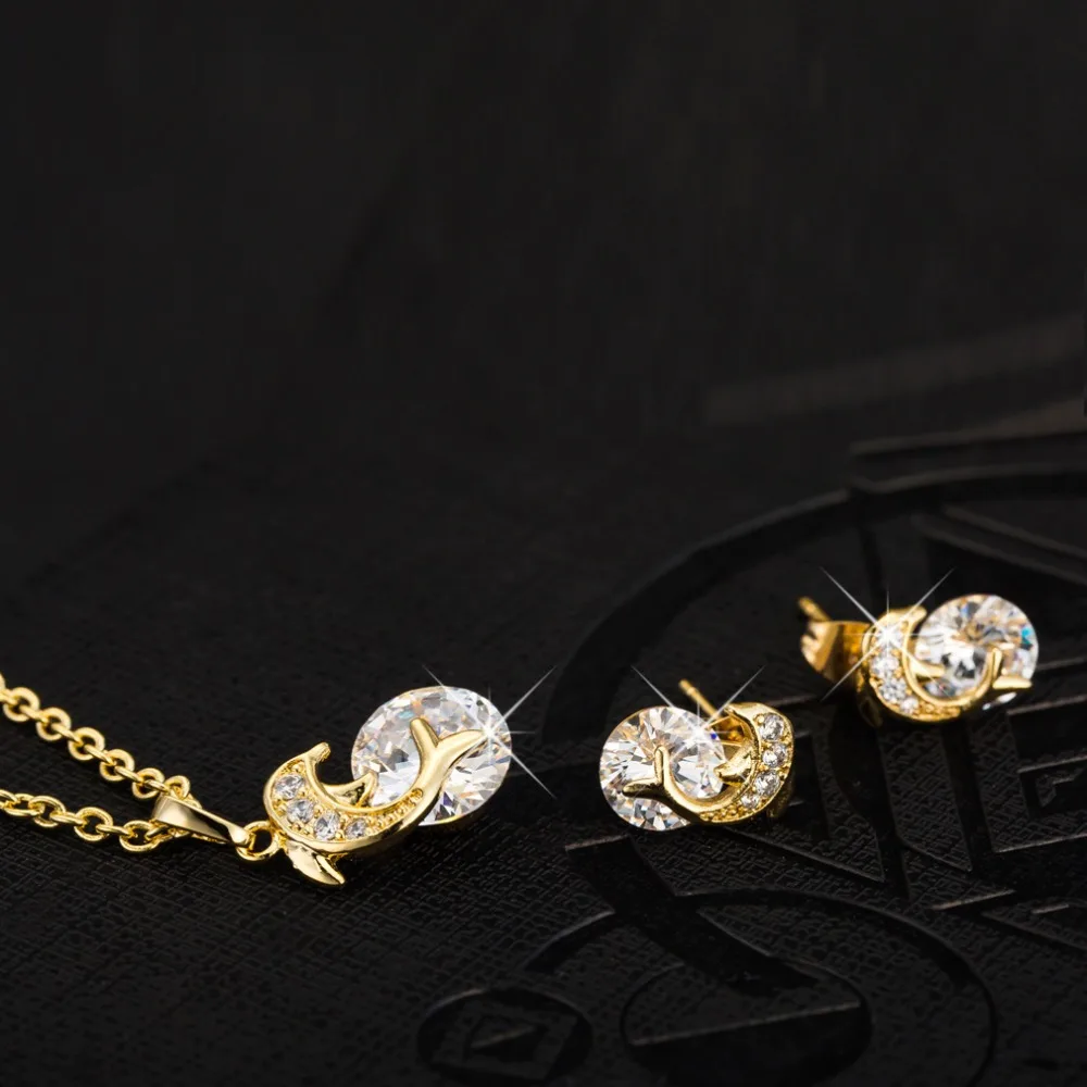 Новое поступление Летнее Мини Дельфин Цепочки и ожерелья Серьги Gold Filled
