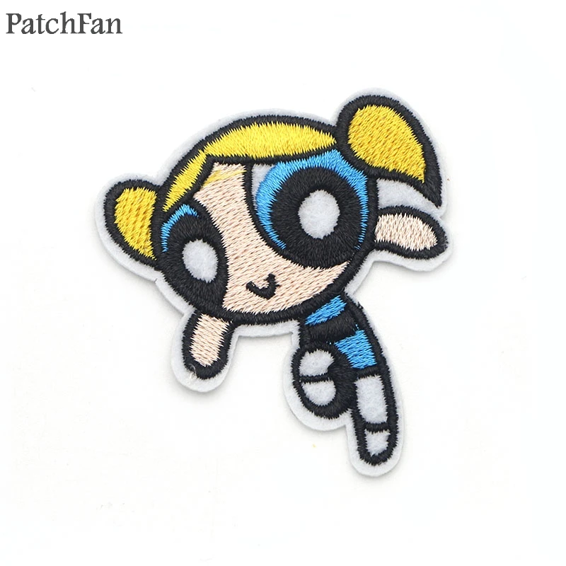 4 Patchfan The Powerpuff девушки вышитые железные нашивки значки лоскутное шитье куртка с аппликацией рюкзак значки-наклейки A1470 - Цвет: 4