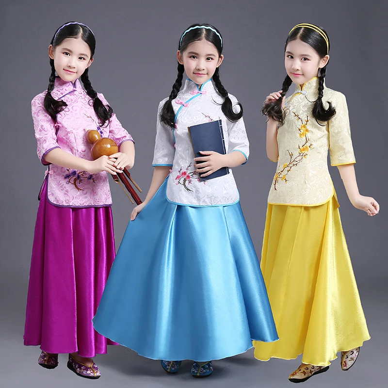 2019 Hanfu Children's Girl The Republic Of China Princess Dress Kids Folk Clothing Traditional Ancient Chinese Costumes DNV11034 |