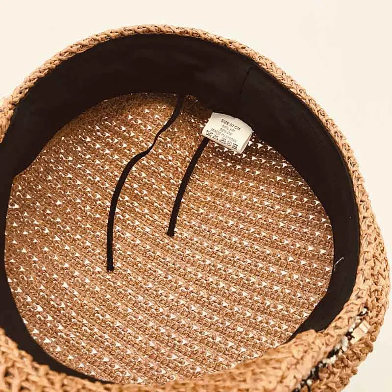 Women Cloche Flat Top Straw Hat Summer Visor Cap for Girl Sun Hat New Fashion UPF 50+ UV Sun Protective Visor Street Beach Hat