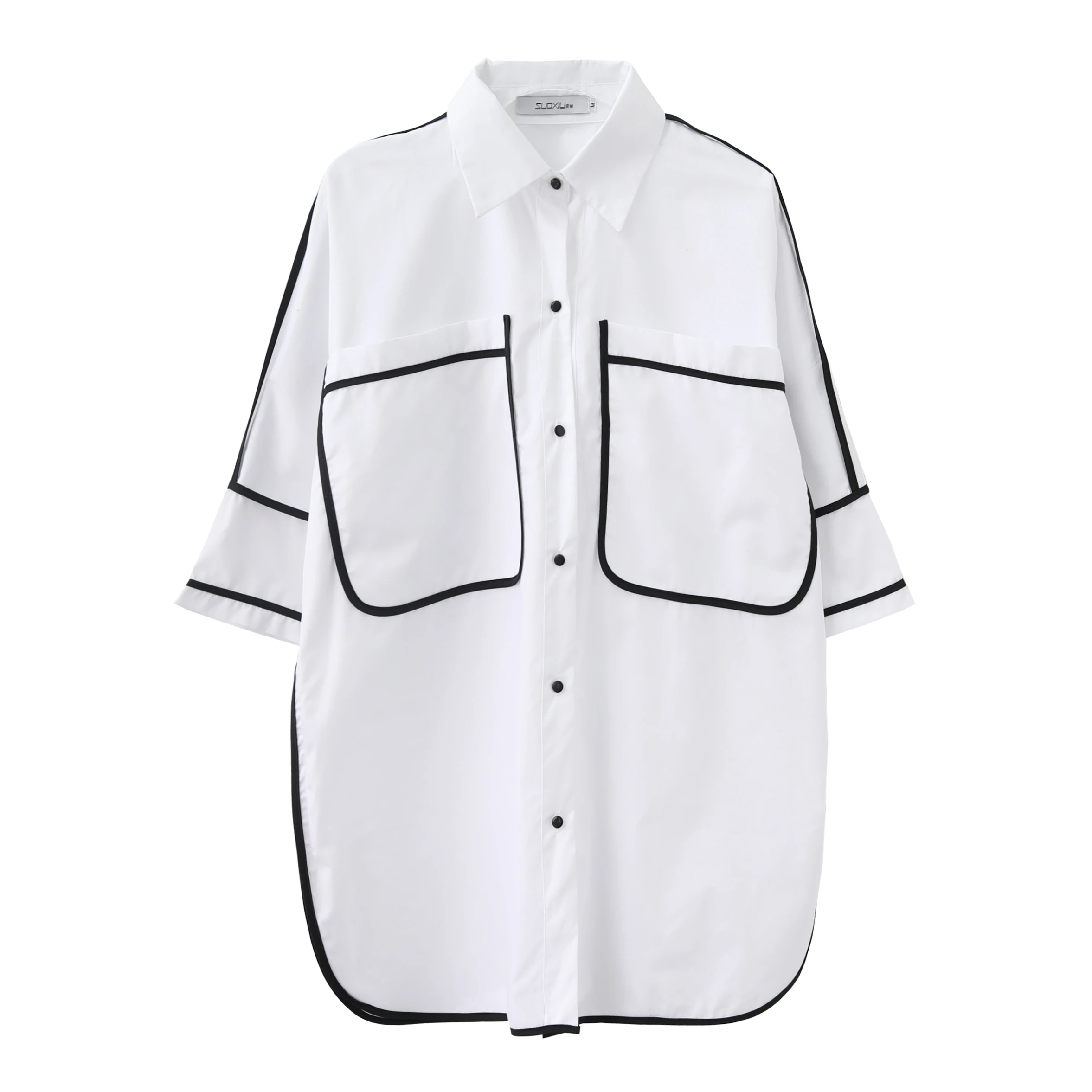 VM женские блузки хлопковая белая рубашка в мозаичном стиле с рукавами для женщин