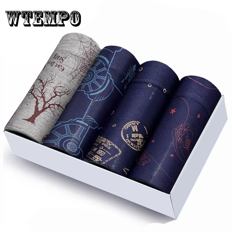 4 шт./партия Мужские дышащие трусики хлопковое нижнее белье мягкие мужские трусы