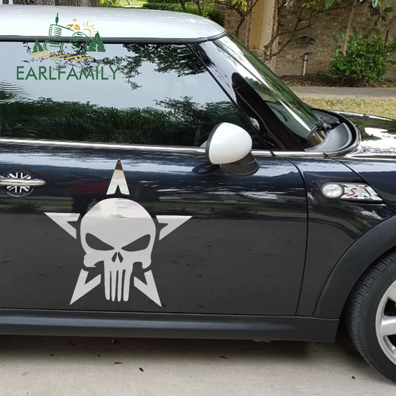 EARLFAMILY 2X Красивая яркая армейская эмблема Флаг Автомобильная наклейка череп