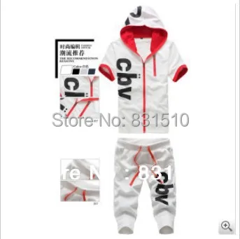 2013 summer new fashion casual men's short-sleeved hooded sports suit free shipping | Мужская одежда