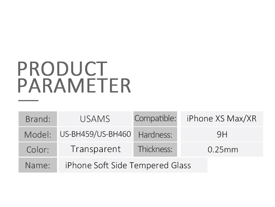 USAMS закаленное стекло для iPhone XR XS MAX 9H 0,25 мм прозрачная защитная пленка для экрана для iphoneexr Защитная пленка с полным покрытием