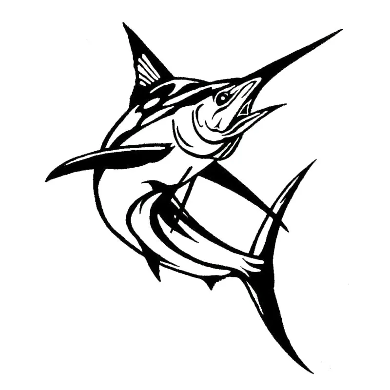 

14*16.5CM Marlin Fish Car Styling Decorative Stickers Fashion Classic Animal Window Decals Black/Sliver C6-0613