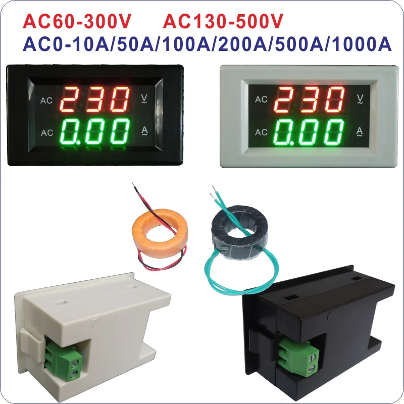 YB4835VA светодиодный Напряжение Амперметр AC60-300V 130-500V Цифровой Напряжение измеритель величины тока AC10A 50A 100A 200A 500A 1000A трансформатор тока