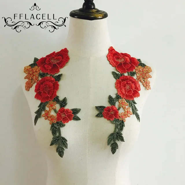 2 шт./компл. воротник с розой и цветочным рисунком пришивной на пластырь милой
