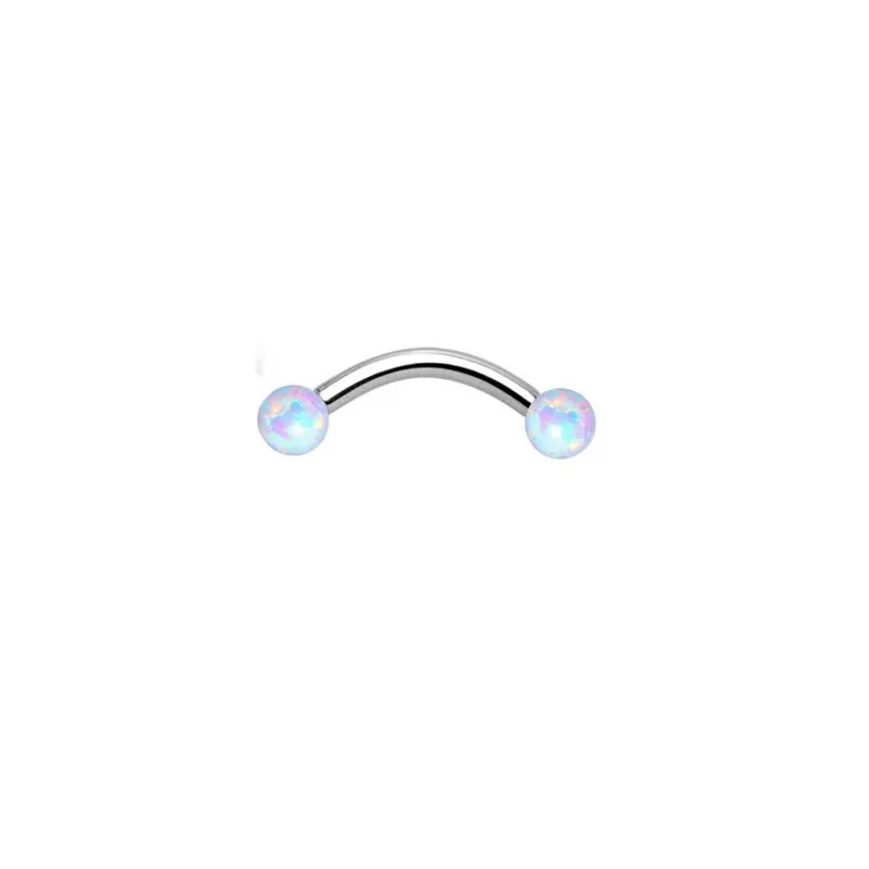 NO 5 Opal ball 1 шт. 1,2*6/8/10 мм бровей изогнутый пирсинг губная Штанга Кольцо уютно Daith спирали Rook серьги Титан опал брови ювелирные изделия для пирсинга - Окраска металла: NO 5 Opal ball