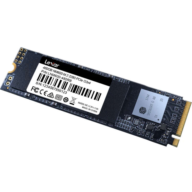 Lexar NM600 3D NAND SSD 480 ГБ M.2 2280 NVMe PCIe Gen3x4 Внутренний твердотельный жесткий диск HDD для