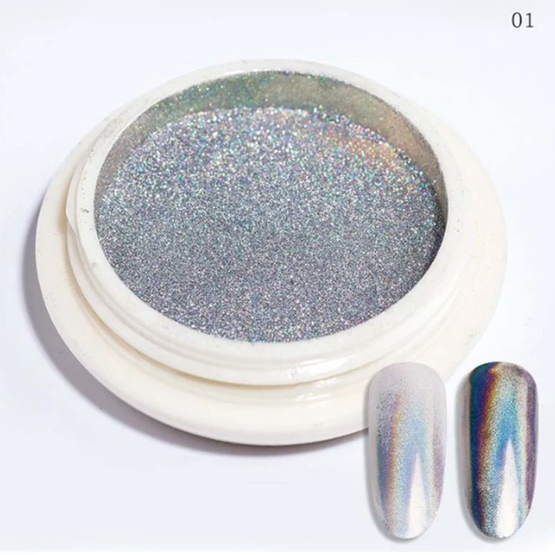 Голографическая пудра для ногтей Русалка голографическая с блестками блестящая