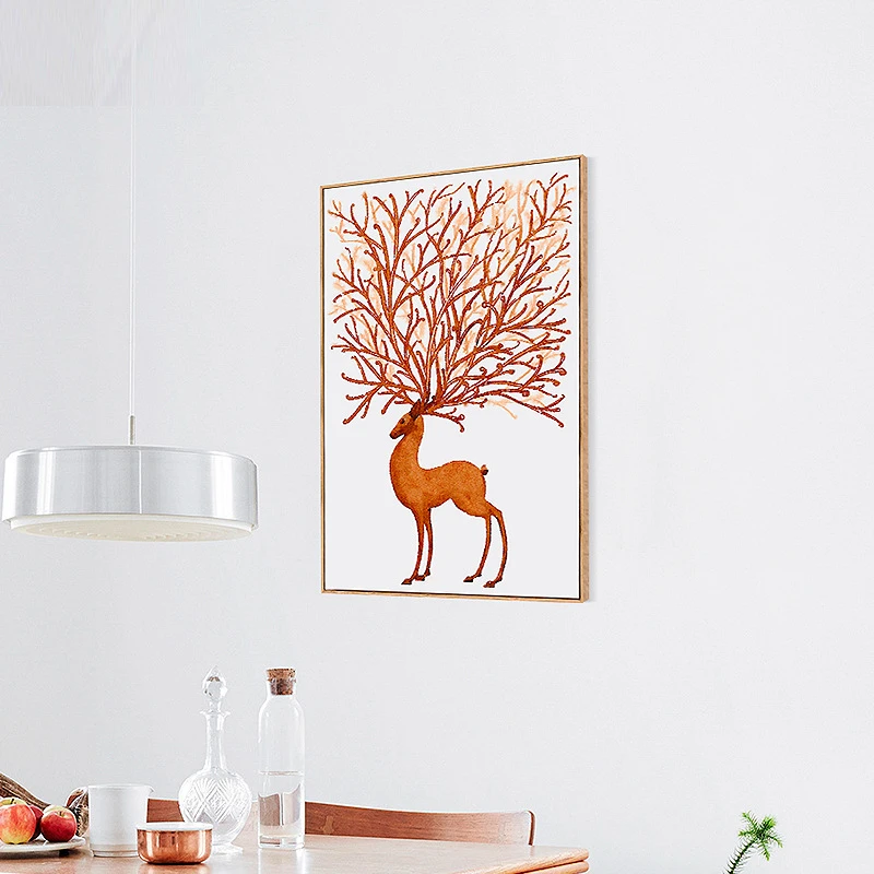 HAOCHU лес Олень Дерево рога Европа искусство картина холст Скандинавское