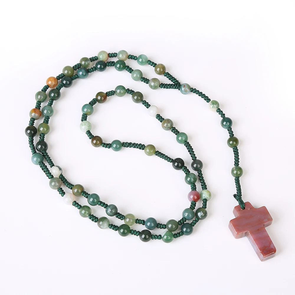 Yumten эпидот крест кулон четки религиозных Younoble Jewelry рейки драгоценных камней
