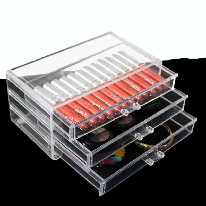 3 слойный прозрачный акриловый ящик для хранения макияжа чехол mac губная помада
