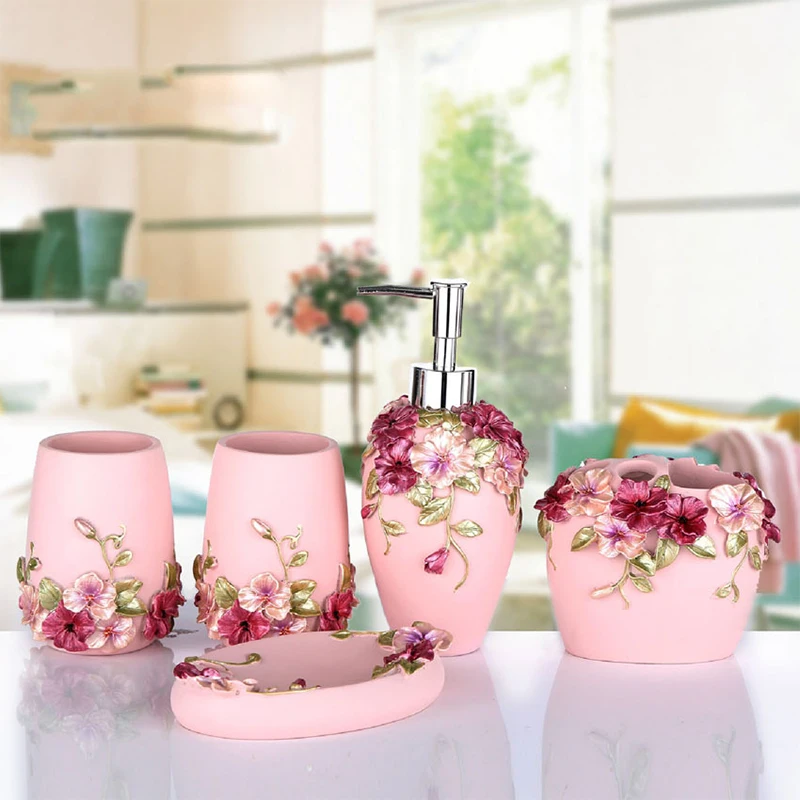 Wourmth ExquisiteScalpture Soap Holder Dishes Toothbrush Cup Liquid Dispenser Bathroom Accessories Set Craft Gift | Дом и сад