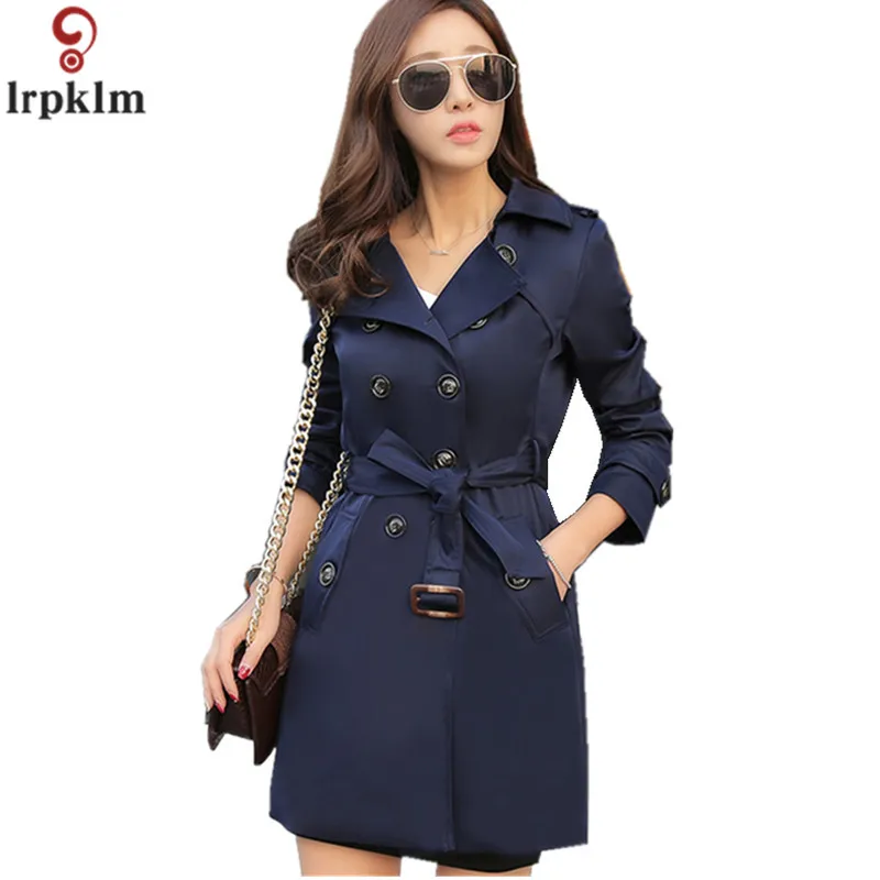 Brand Women Long Trench Coat Korean Spring 2018 New Solid Double-Breasted Belt Slim Autumn Single Thin Section CH260 | Женская одежда