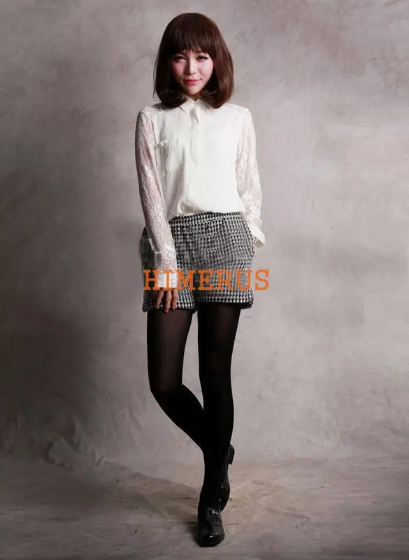 2014 New Fashion Korean Women's Tops Girl Long Sleeve Lace Shirt Chiffon Blouse Splicing White/Black Free shipping 11004 |