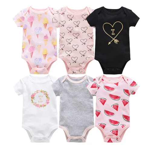 HY22882291 Kavkas/Боди для маленьких девочек 3, 6 предметов, bebe, летняя хлопковая одежда с короткими рукавами для маленьких девочек, комбинезон для новорожденных 0-12 месяцев, Одежда для младенцев - Цвет: HY22882291