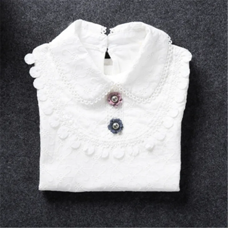 F Autumn Winter Girls Blouse Shirts Baby Teenager School Girl Tops Cotton Lace Long Sleeve Kids Shirt Children Clothes - Цвет: F