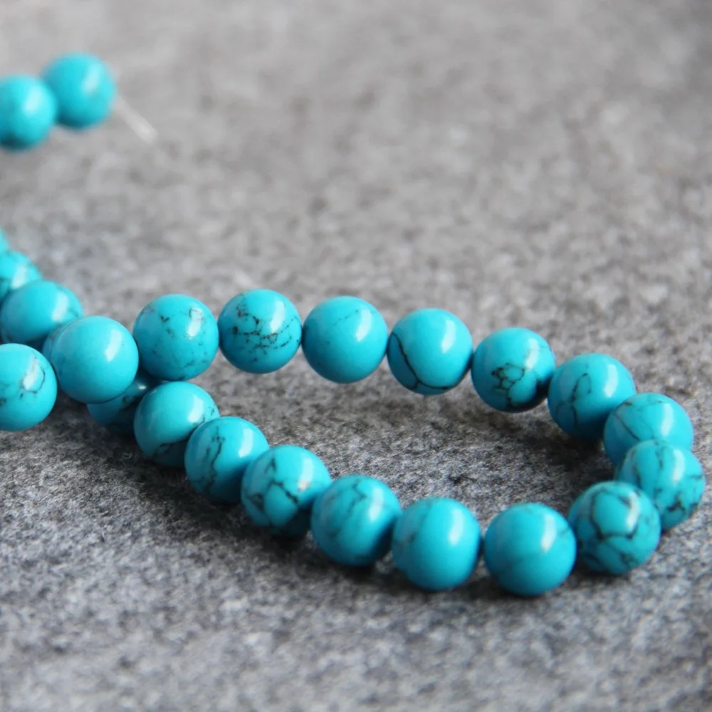 Аксессуары ремесла ожерелье браслет 10 мм синий индюк Howlite бусины из халцедона