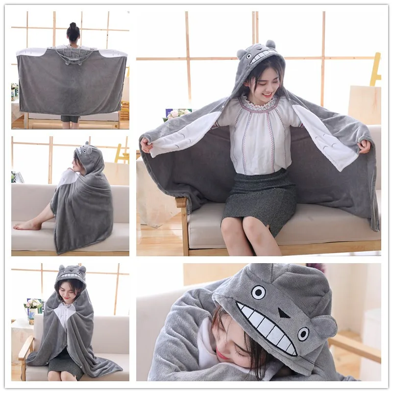 

145*70cm/165*90cm plush toy stuffed totoro Cloak blanket air conditioning blanket mantys cape Gifts for Kids Girls