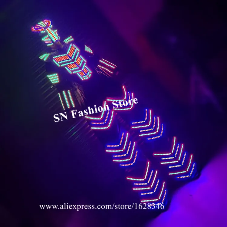 P52 RGB красочный светодиодный светильник робот мужские костюмы на ходулях сценический светодиодный костюм dj светящаяся Броня Вечерние наряды Одежда светящаяся маска