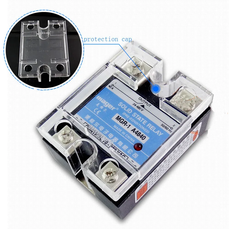 Бесплатная доставка 2 шт. 40A Промышленное использование Mager SSR MGR-1 40A A4840 40A Однофазное твердотельное реле AC контроль 40A 220VAC