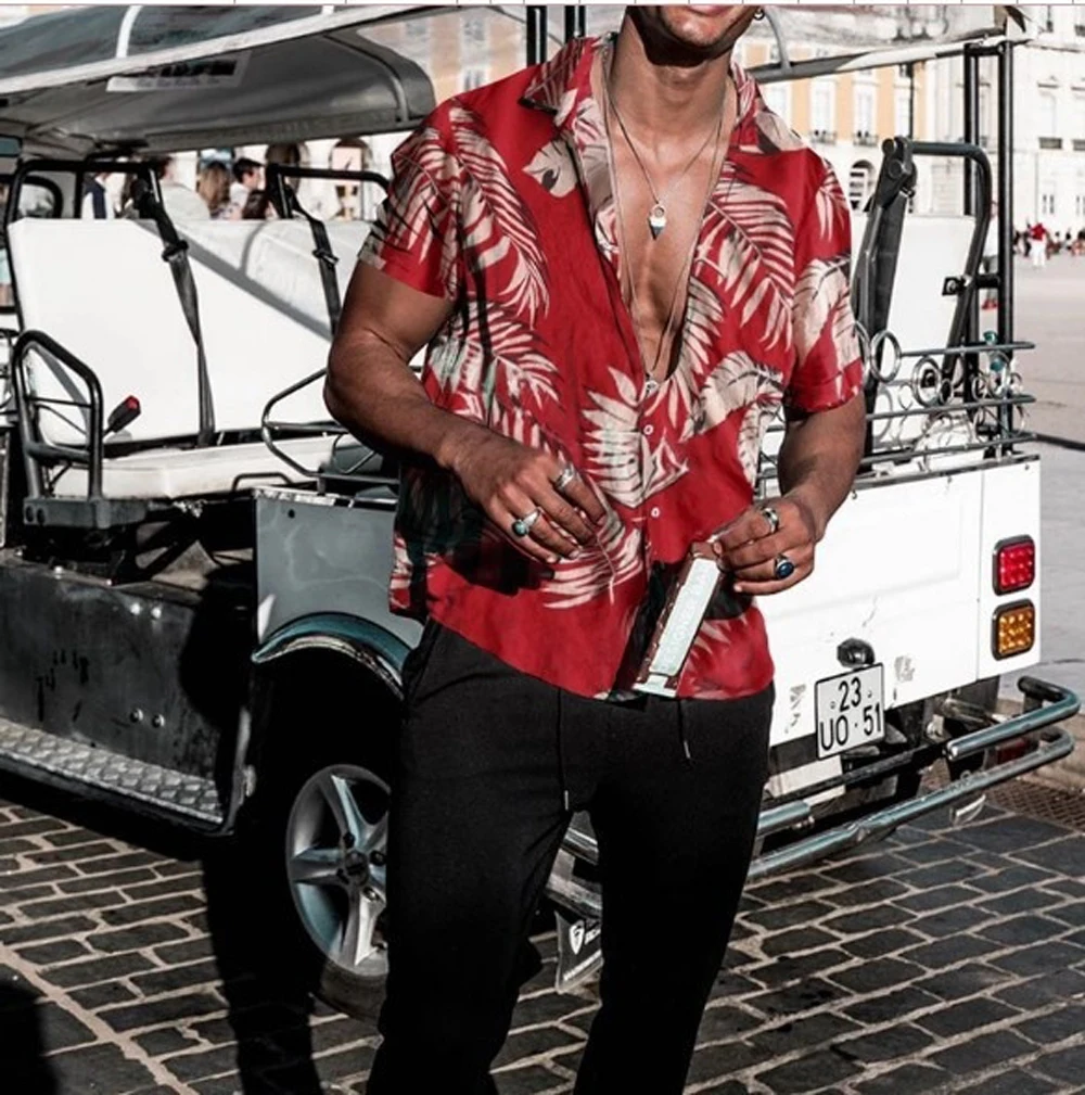 Гавайская рубашка мужская повседневная с принтом | Мужская одежда