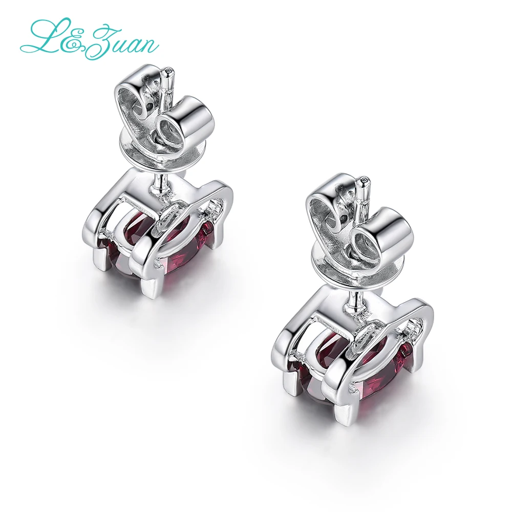 Женские серьги гвоздики из серебра 925 пробы с натуральным гранатом|stud earrings|earrings
