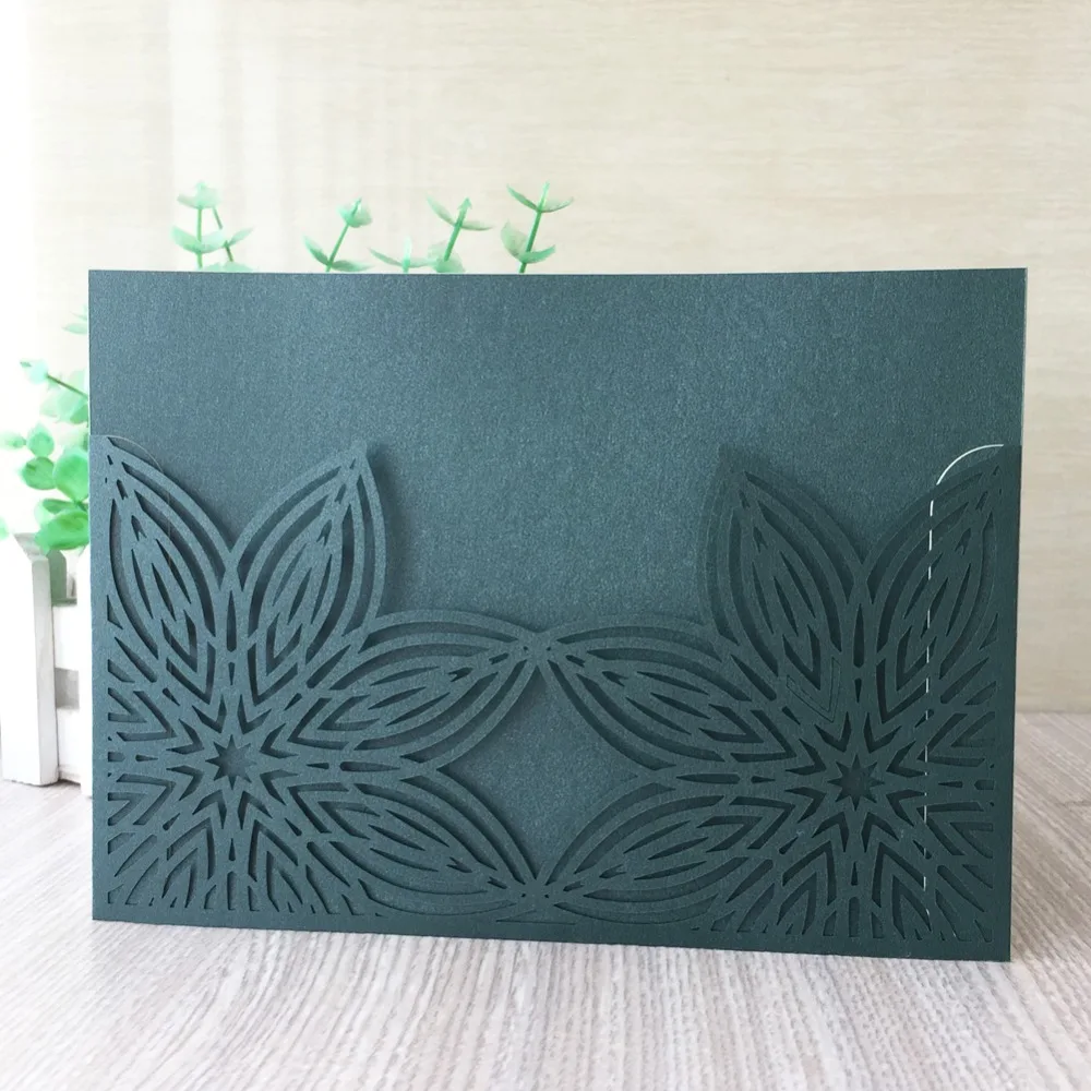 

40pcs/lot Delicate Carved Flower Pattern Customizable Invitation Card Event Party Supplies Wedding Invitations Birthday Card