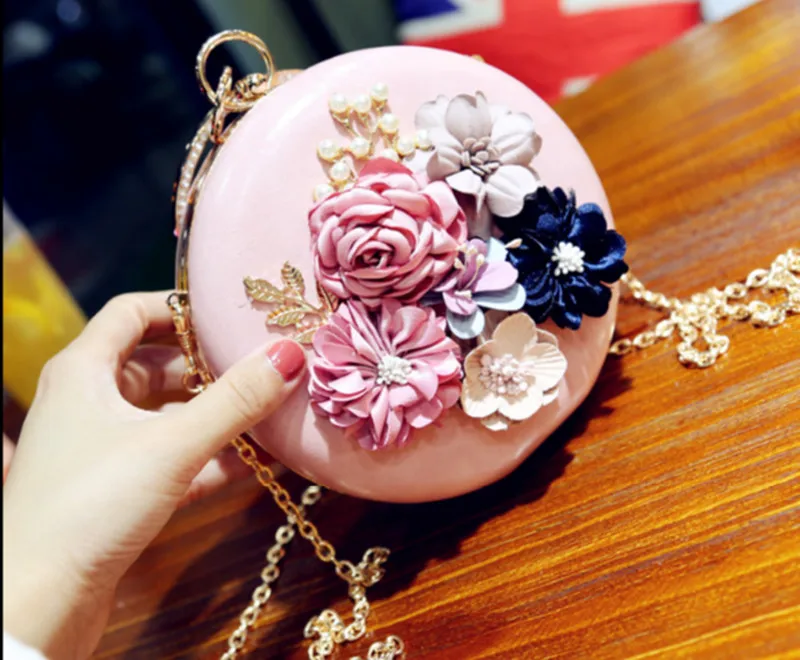 Мини модная круглая сумка для леди цветы форма кошелек мобильный телефон пакет