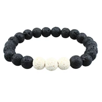 stress anxiety relief black lava beads bracelet essential oil diffuser white volcanic rock hollow unisex stretchy bracelet