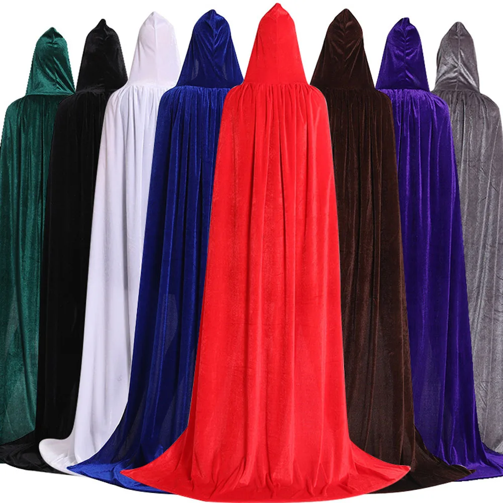 

Gothic Hooded Stain Cloak Wicca Robe Witch Larp Cape Women Men Halloween Costumes Vampires Fancy Party Size XL
